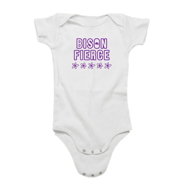 Bison Fierce Purple Flowers Organic Cotton Infant Bodysuit