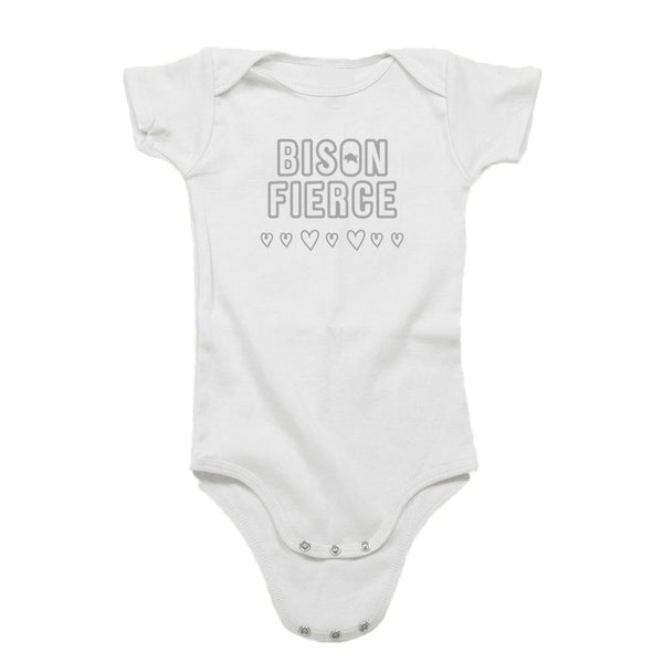 Bison Fierce Silver Hearts Organic Cotton Infant Bodysuit